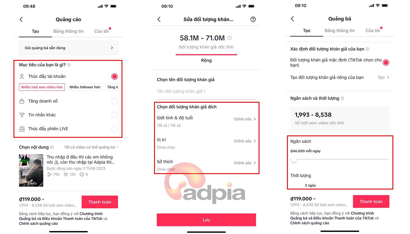 Target đối tượng khi chạy quảng cáo TikTok trên điện thoại