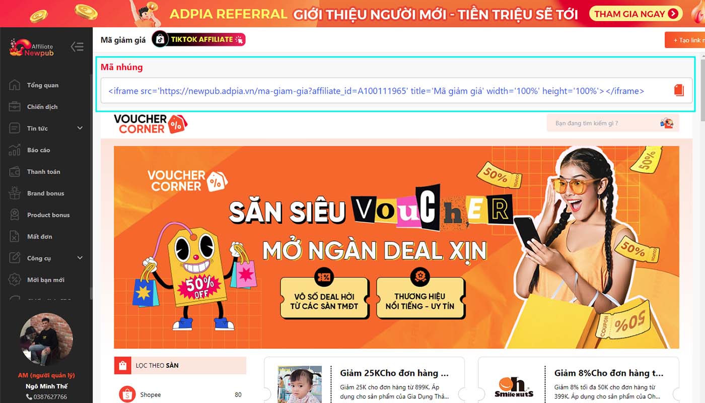 C&aacute;c bước sử dụng m&atilde; nh&uacute;ng Iframe, bước 3