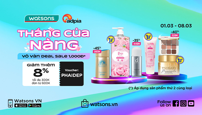 [WATSONS] Tháng của nàng - Vô vàn deal sale 1.000Đ