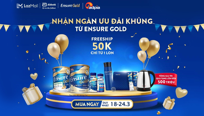 [LAZADA] Nhận ngay ưu đãi khủng từ Ensure Gold