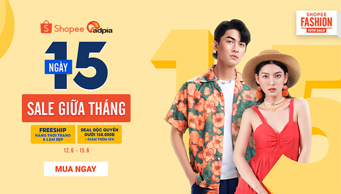 [SHOPEE] Ngày 15 sale giữa tháng - Freeship mọi đơn hàng thời trang & mỹ phẩm