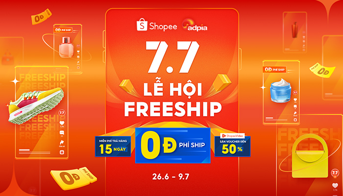 [SHOPEE] Shopee 7.7 lễ hội freeship - Phí ship 0 đồng