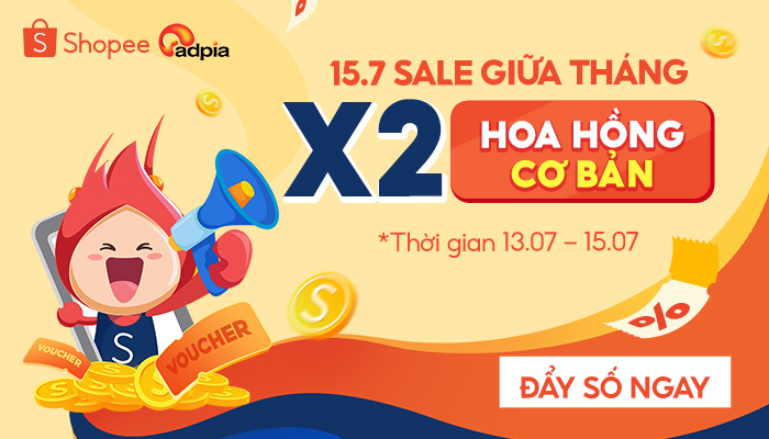[SHOPEE] Duy nhất 13.7 - 15.7 nhân đôi hoa hồng cơ bản