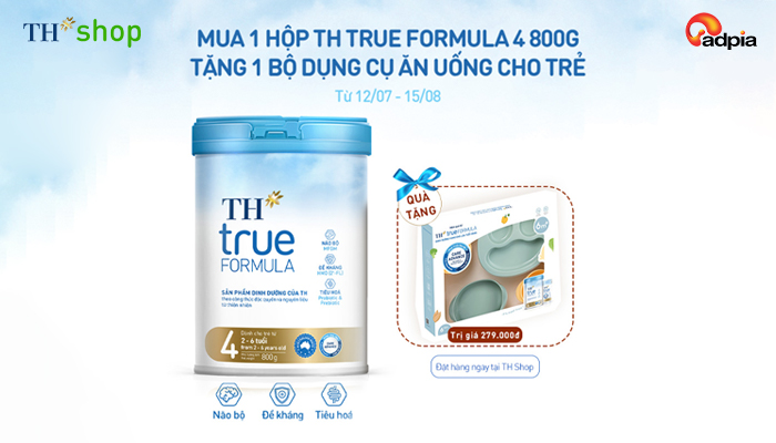 [THSHOP] Mua 1 hộp TH True Formula 4 800g - Tặng 1 bộ dụng cụ ăn uống cho trẻ
