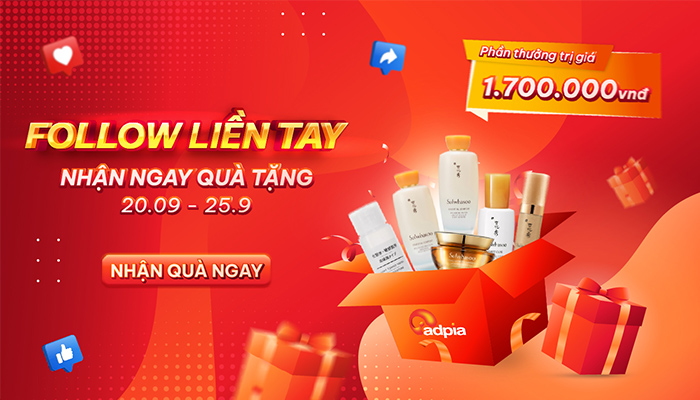 Follow liền tay - Nhận ngay quà tặng