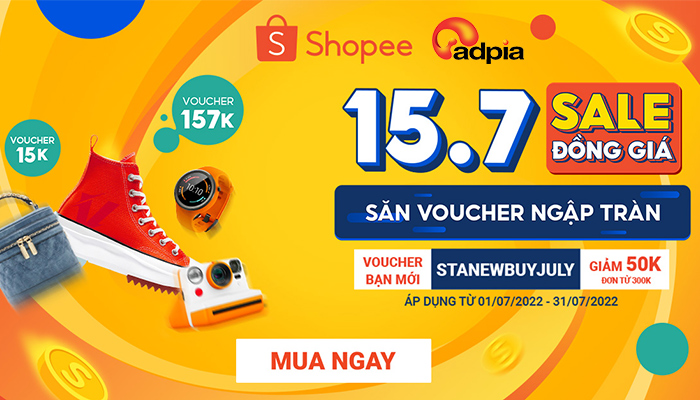 [SHOPEE] Ngày 15.7 sale đồng giá - Đồng giá 1K, Voucher 15%
