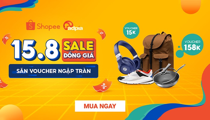 [SHOPEE] Ngày 15.8 sale đồng giá - Đồng giá 1K, Voucher 15%