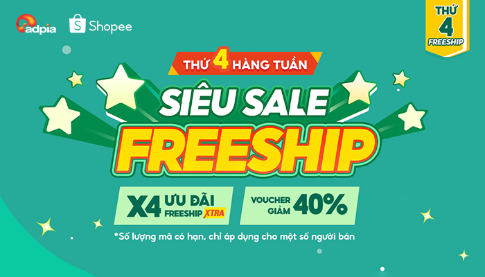 [SHOPEE] Thứ 4 hàng tuần - Siêu sale freeship
