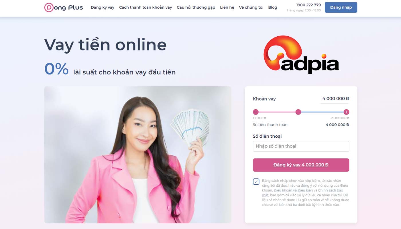 App vay tiền online nhanh, uy tín, lãi suất thấp Dongplus