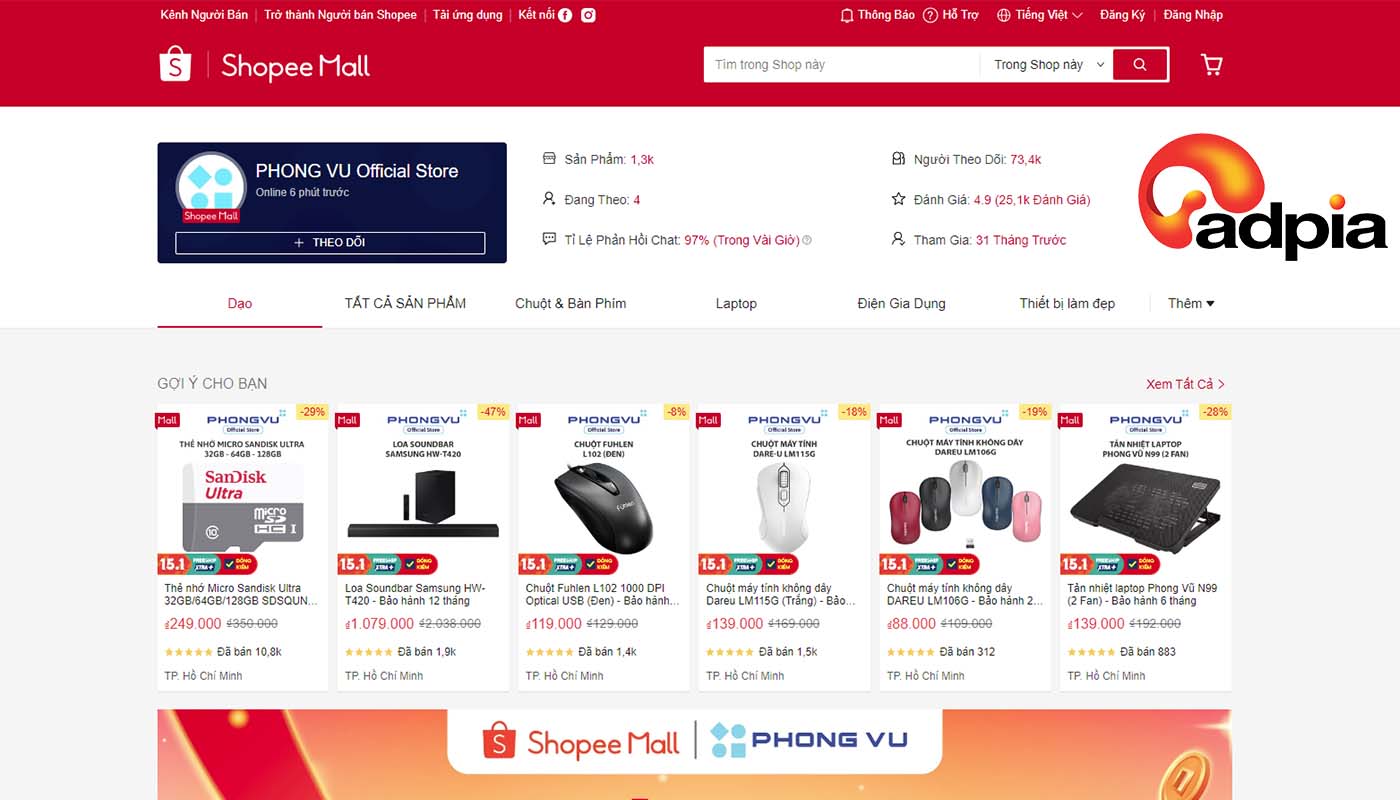 Shop b&aacute;n điện thoại cũ uy t&iacute;n tr&ecirc;n Shopee Phong Vũ Mobile