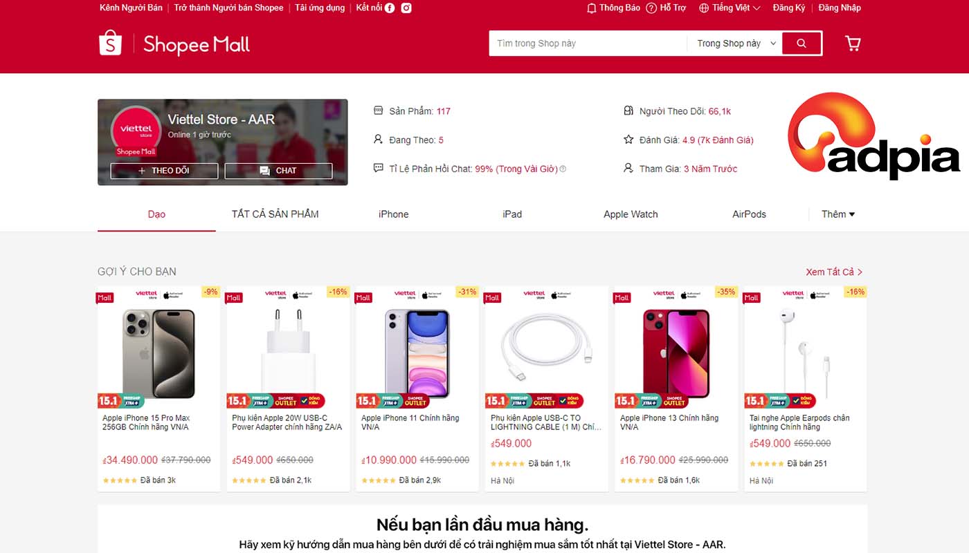 Shop b&aacute;n điện thoại cũ uy t&iacute;n tr&ecirc;n Shopee Viettel Store