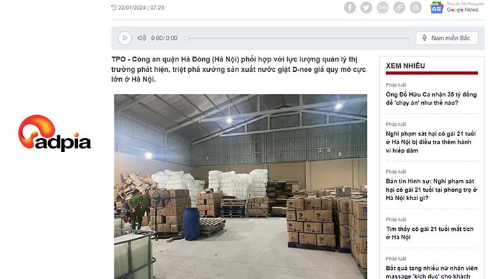 Triệt ph&aacute; đường d&acirc;y l&agrave;m giả nước giặt Dnee