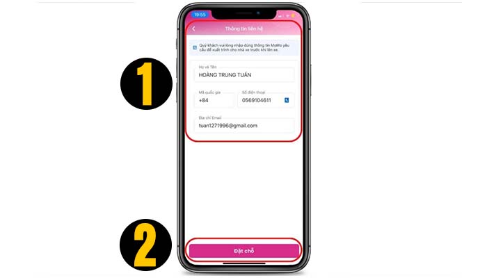 đặt v&eacute; xe phương trang online qua momo bước 4