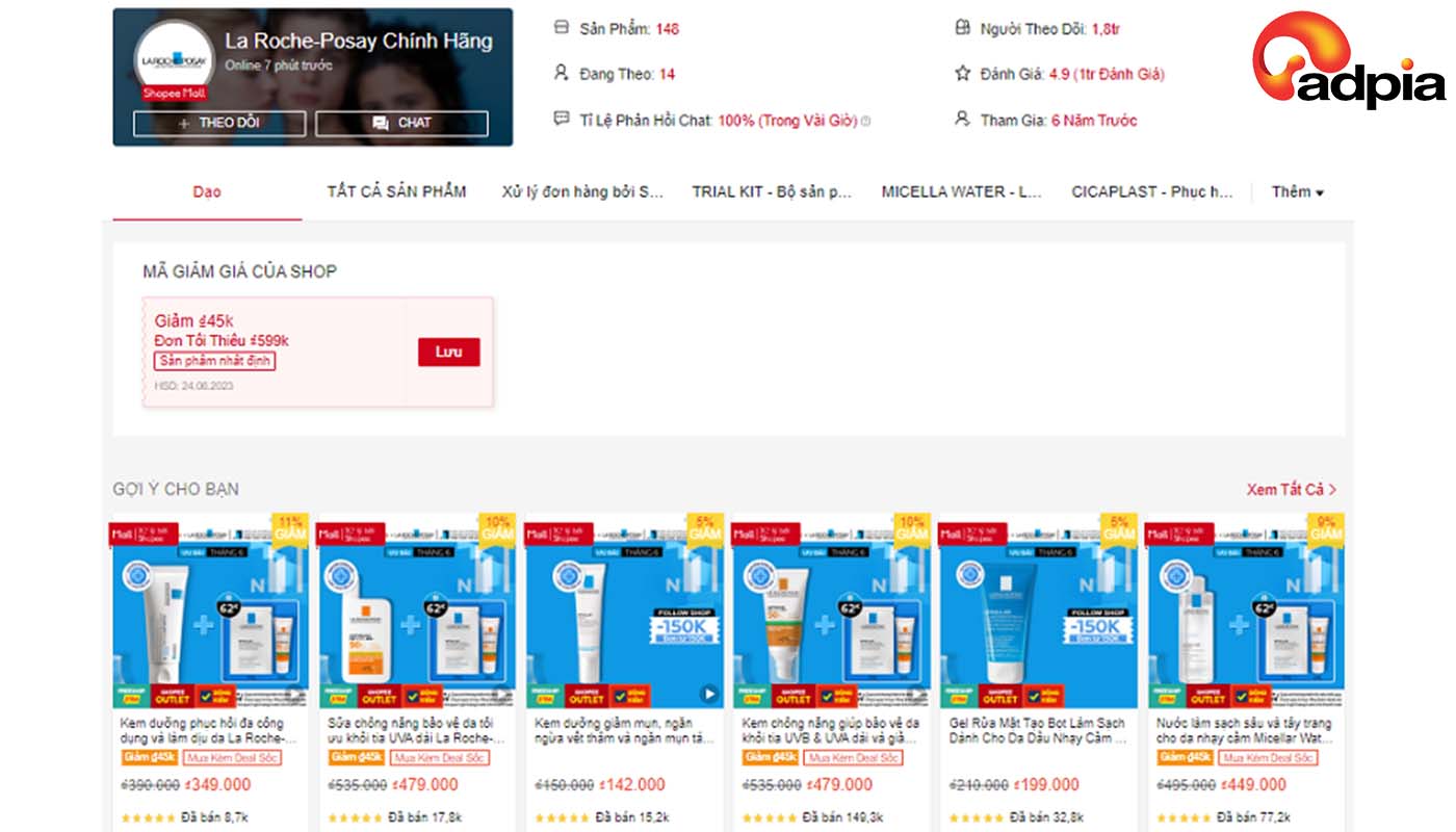 Top những shop b&aacute;n mỹ phẩm uy t&iacute;n tr&ecirc;n Shopee La Roche-Posay