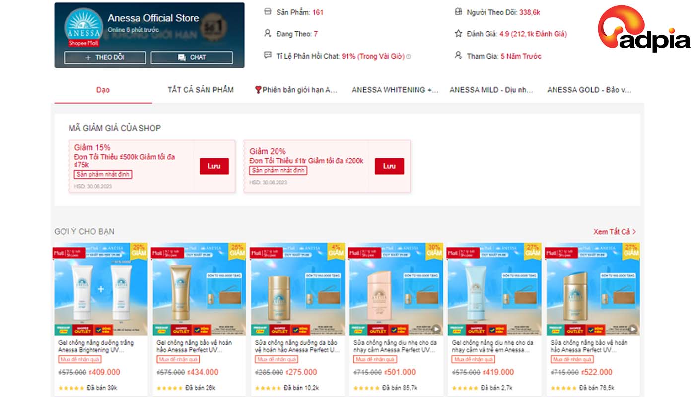 Top những shop b&aacute;n mỹ phẩm uy t&iacute;n tr&ecirc;n Shopee Anessa