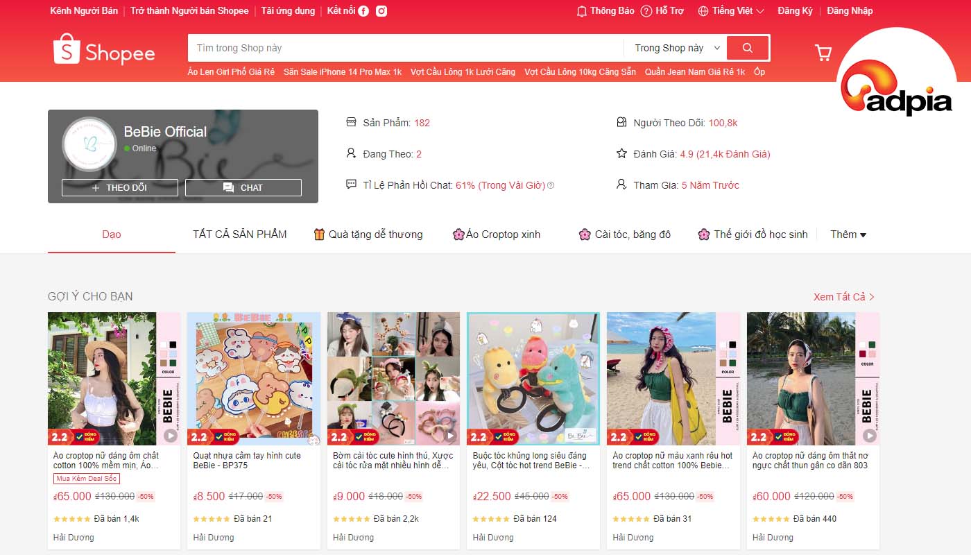 Shop b&aacute;n đồ phụ kiện 1k tr&ecirc;n Shopee Bebie