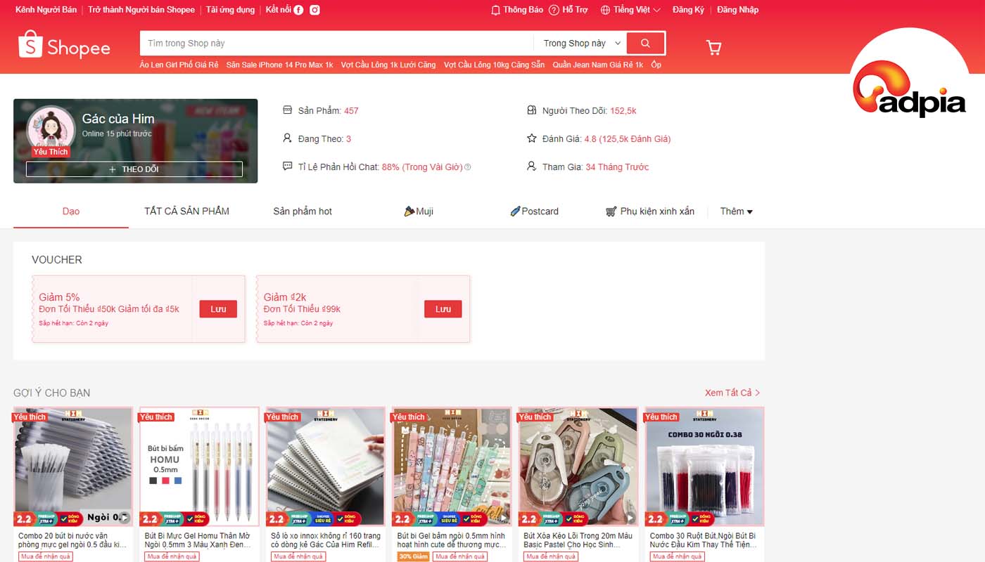 Shop b&aacute;n đồ phụ kiện 1k tr&ecirc;n Shopee G&aacute;c của Him
