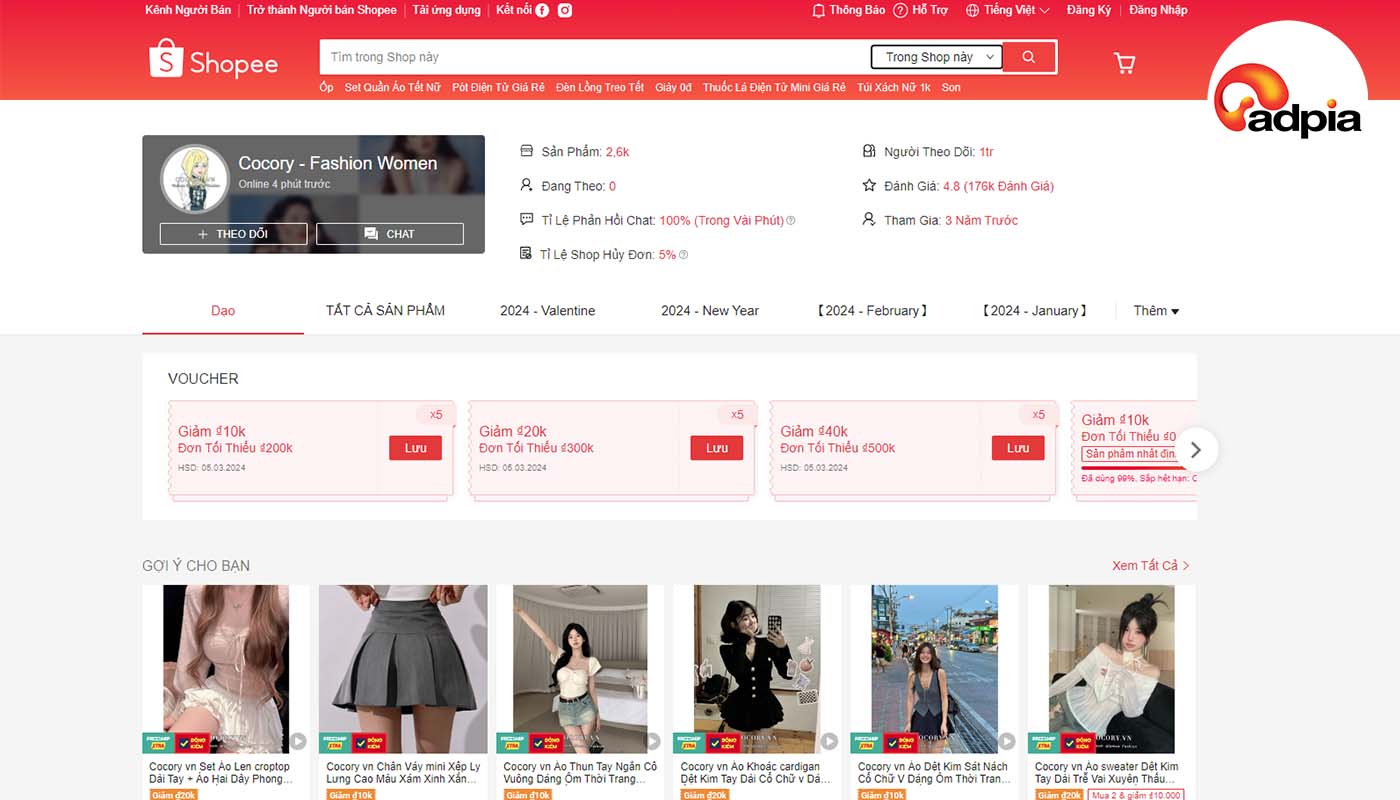 Shop nước ngo&agrave;i tr&ecirc;n Shopee cocory