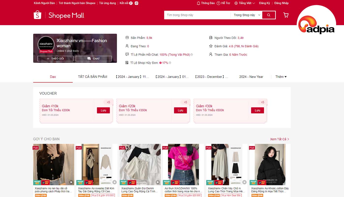 Shop nước ngo&agrave;i tr&ecirc;n Shopee Xiaozhainv