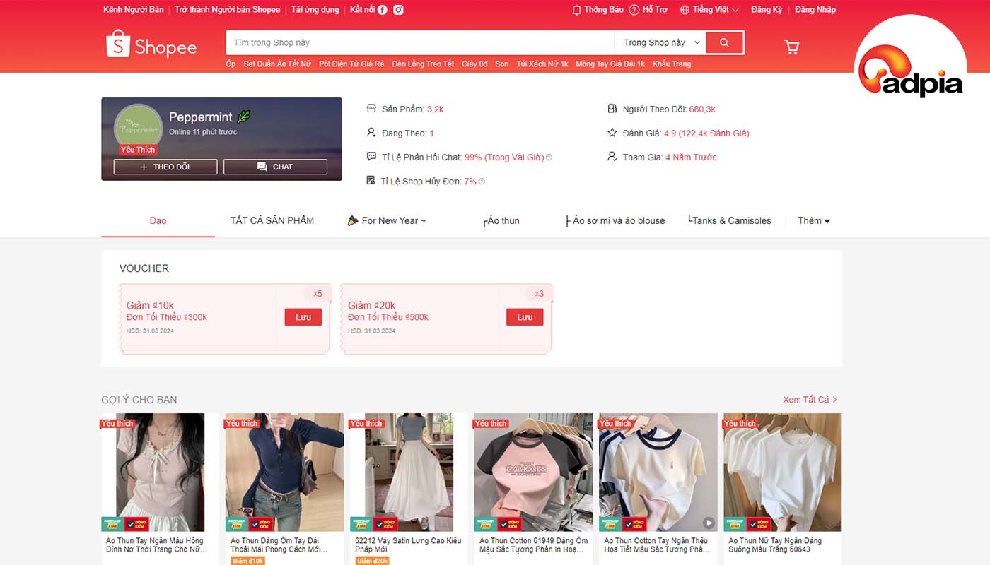 Shop nước ngo&agrave;i tr&ecirc;n Shopee Peppermint