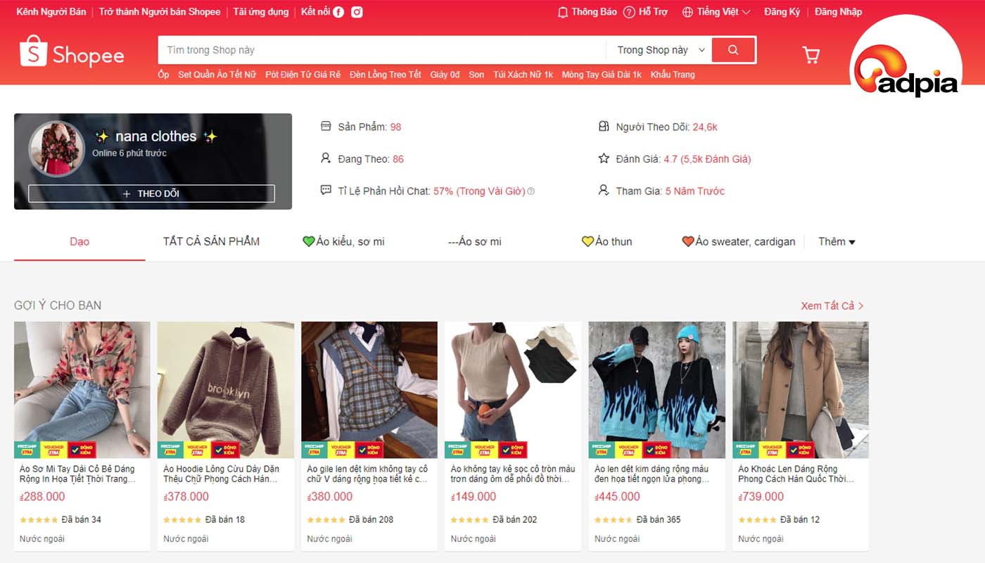 Shop nước ngo&agrave;i tr&ecirc;n Shopee Nana clothes