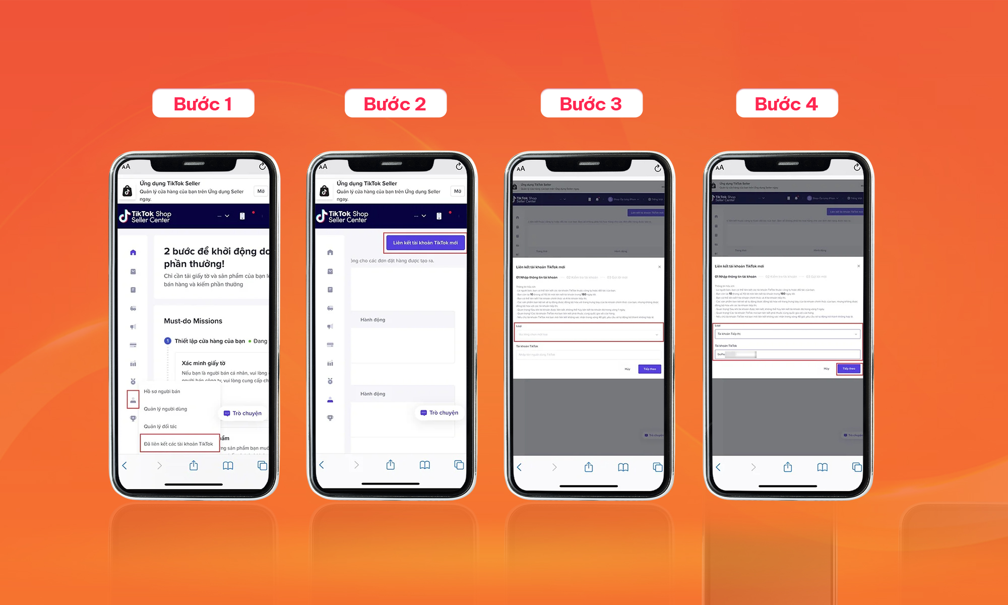 Hướng dẫn liên kết tài khoản với tiktok shop