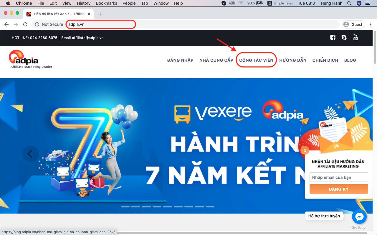 Bước 1 hướng dẫn đăng k&yacute; t&agrave;i khoản affiliate