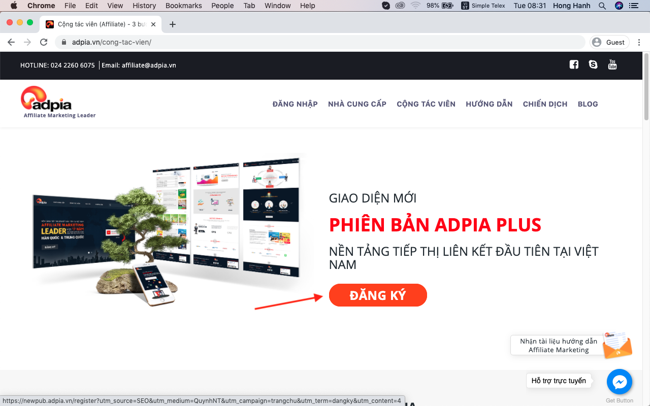 Bước 2hướng dẫn đăng k&yacute; t&agrave;i khoản affiliate