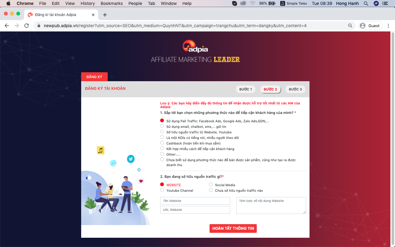 Bước 4 hướng dẫn đăng k&yacute; t&agrave;i khoản affiliate