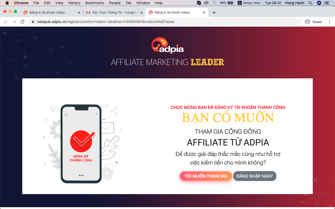 Bước 7 hướng dẫn đăng k&yacute; t&agrave;i khoản affiliate