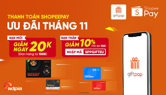 [GIFTPOP] SHOPEEPAY TIẾP TỤC ƯU ĐÃI THÁNG 11 NÈ