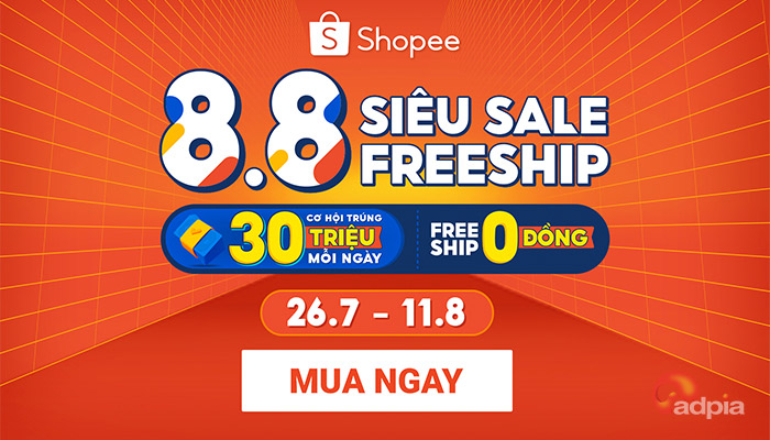 [SHOPEE] THÔNG TIN CHƯƠNG TRÌNH "8.8 SIÊU SALE FREESHIP"