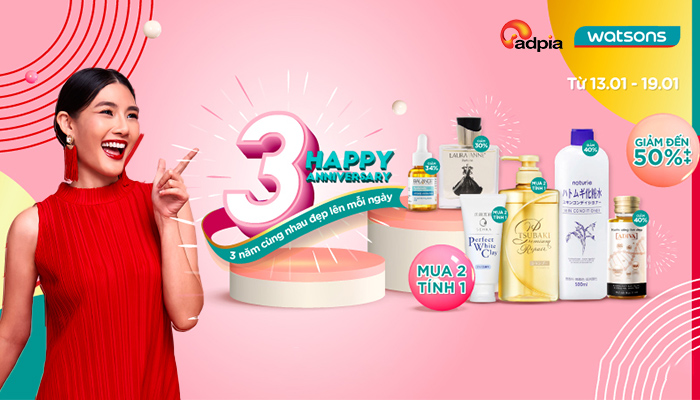 [WATSONS] SALE LỚN MỪNG SINH NHẬT 3 TUỔI (13.01 - 19.01)