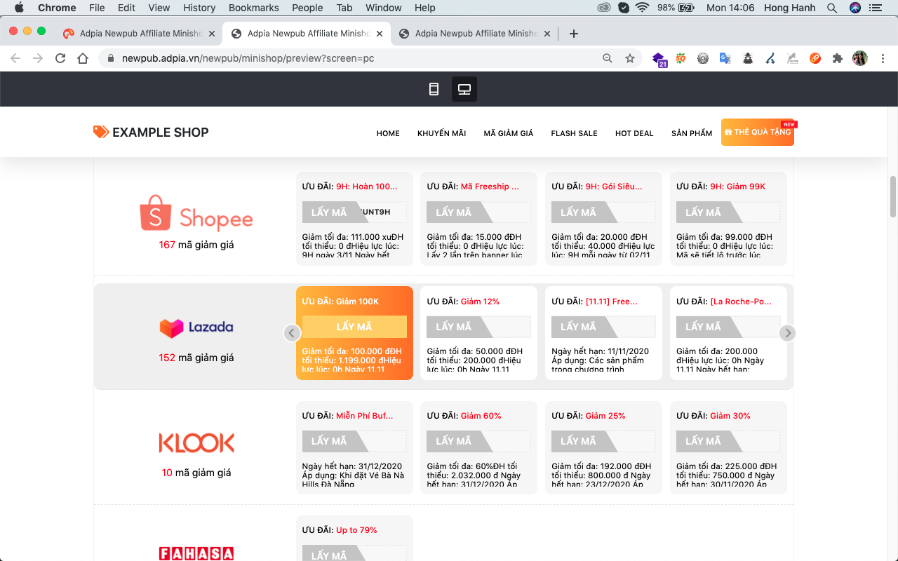 C&aacute;ch 2: X&acirc;y dựng website chia sẻ về m&atilde; giảm gi&aacute; tr&ecirc;n lazada