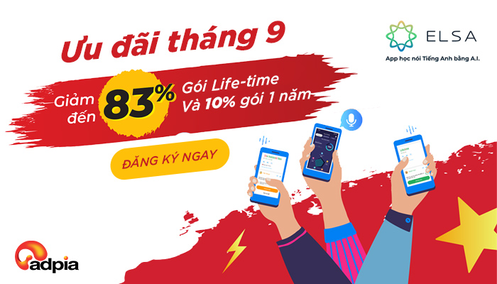 [ELSA] KHUYẾN MÃI THÁNG 9 - GIẢM ĐẾN 83% KHÓA HỌC