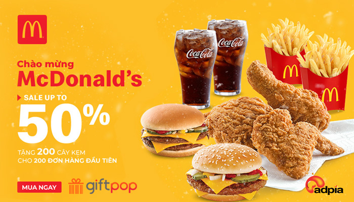 [GIFTPOP] CHÀO MỪNG MC DONALD''''S SALE 50% LẠI THÊM QUÀ!