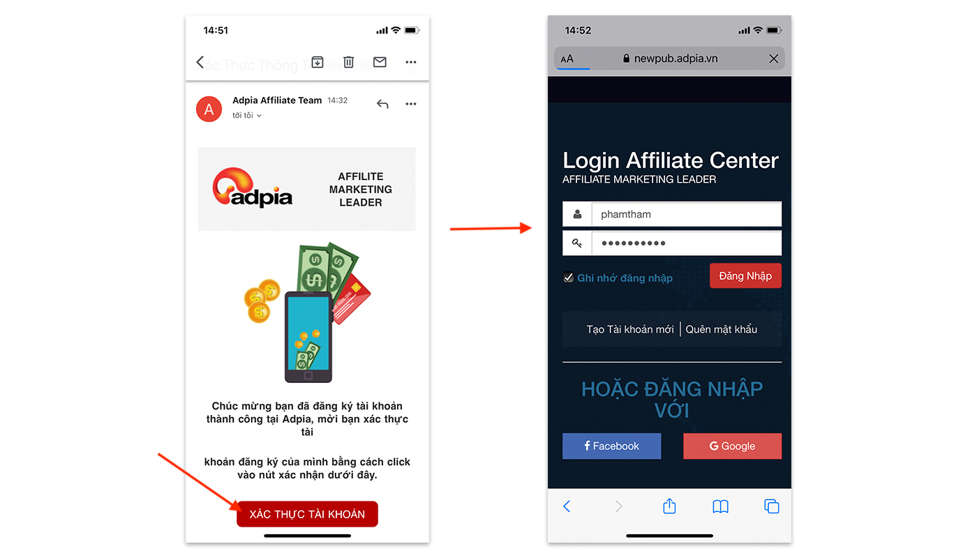 Hướng dẫn đăng k&yacute; t&agrave;i khoản affiliate marketing tr&ecirc;n di động
