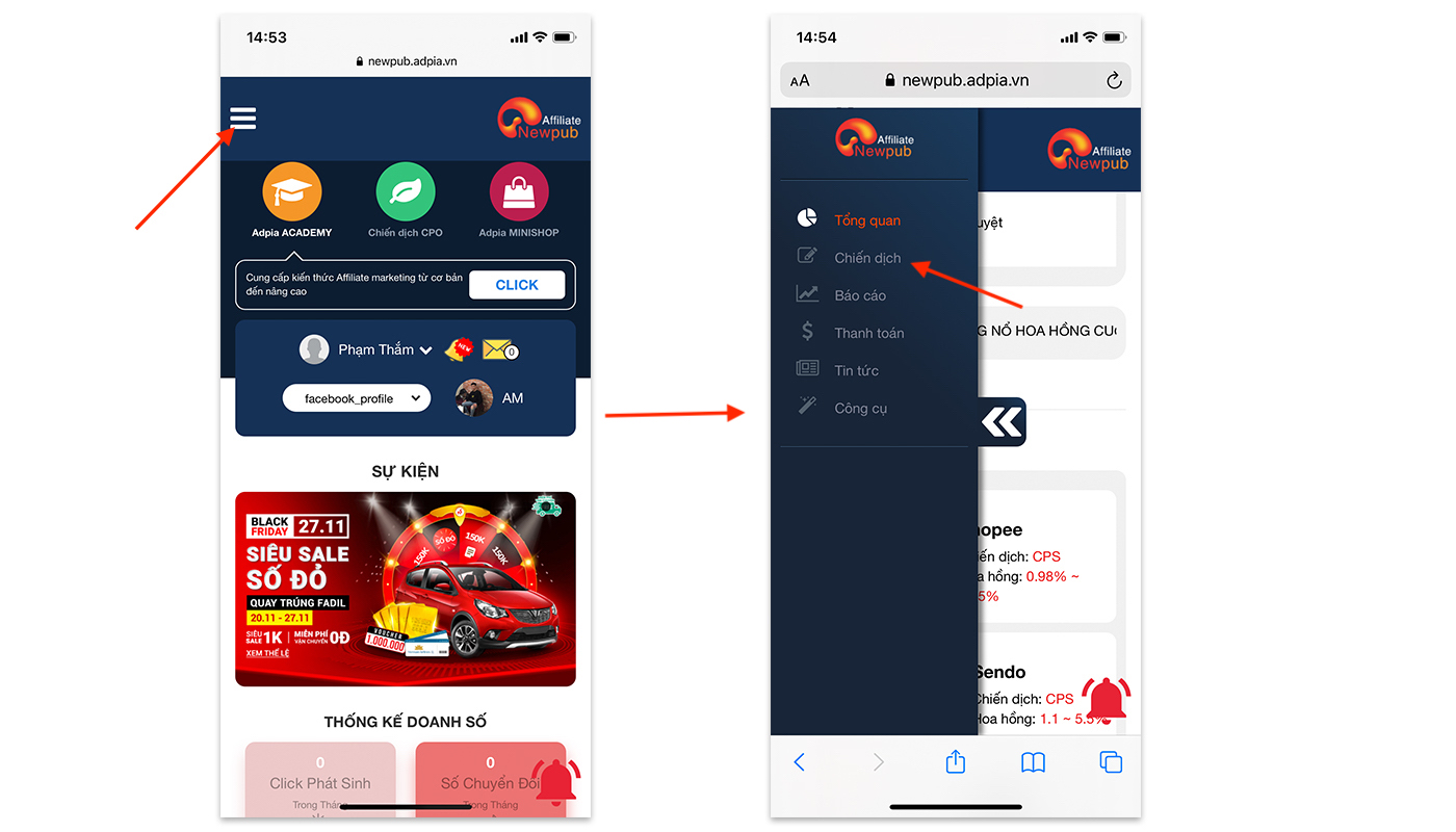 Hướng dẫn đăng k&yacute; t&agrave;i khoản affiliate marketing tr&ecirc;n di động