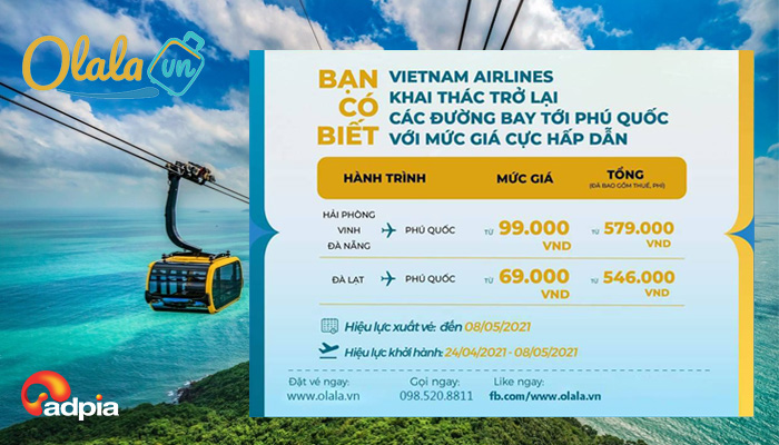 [OLALA] BAY THẢ GA CHỈ TỪ 69K, VIETNAM AIRLINE KHAI THÁC TRỞ LẠI CÁC ĐƯỜNG BAY TỚI PHÚ QUỐC