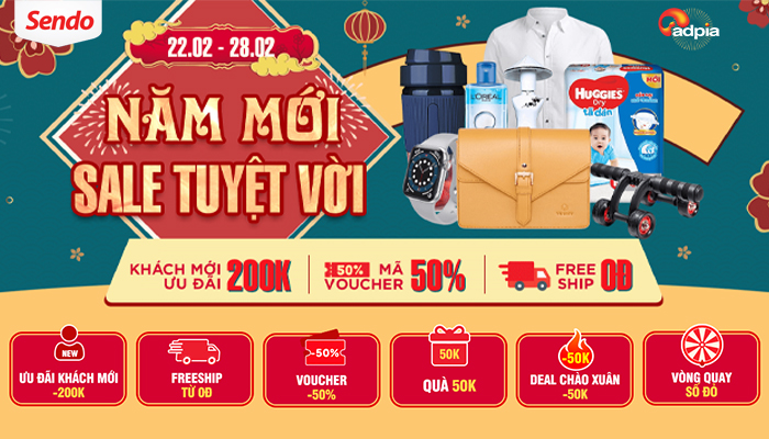 [SENDO] CHƯƠNG TRÌNH "NĂM MỚI SALE TUYỆT VỜI" NHẬN MÃ ƯU ĐÃI 50%