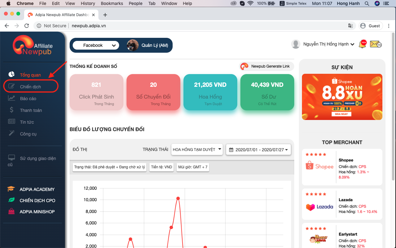 Bước 3 hướng dẫn c&aacute;ch l&agrave;m affiliate marketing shopee cho người mới