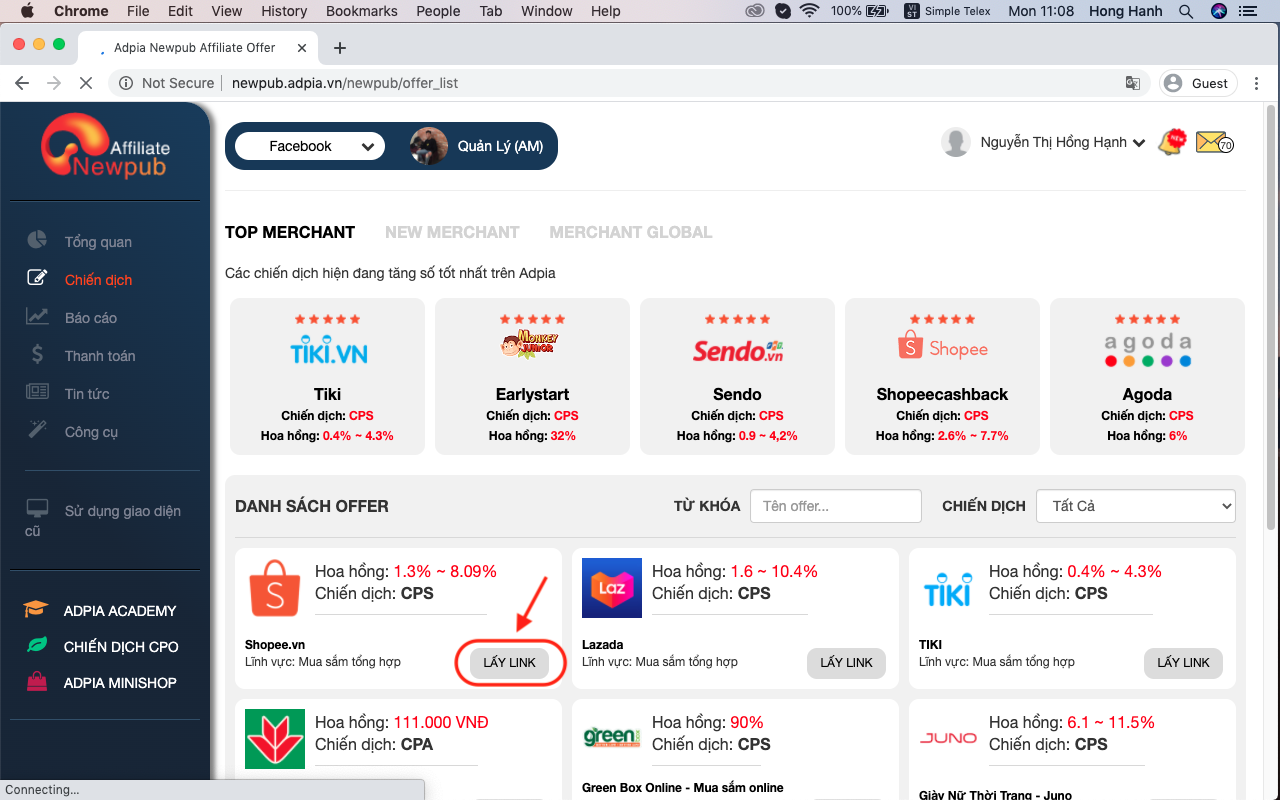 Bước 4 hướng dẫn c&aacute;ch l&agrave;m affiliate marketing shopee cho người mới