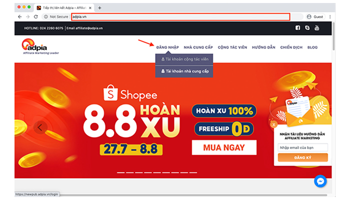 Đăng ký tài khoản làm affiliate tiki