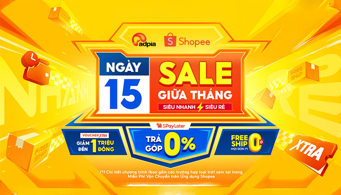 [SHOPEE] 15.8 Sale giữa tháng - Mua trước, trả góp 0%